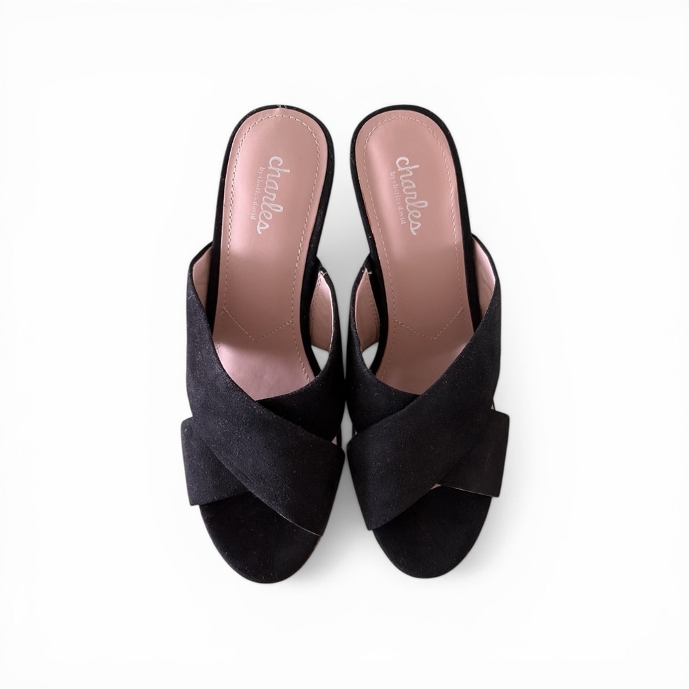 Charles David Black Cork Wedge Slide - Picture 2 of 3